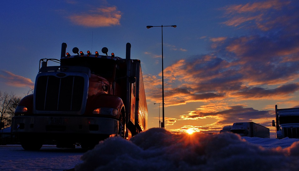 A big truck passing the road