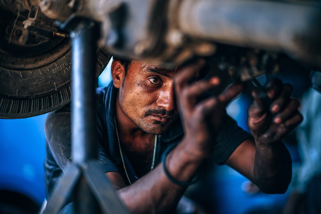 fixing the car