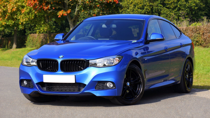 a shiny blue car